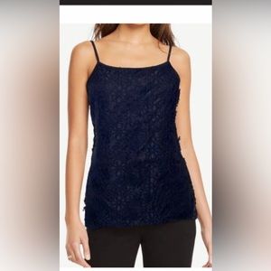 NWT Ann Taylor Blue Floral Laced Cami W/ Solid Back - Size XS